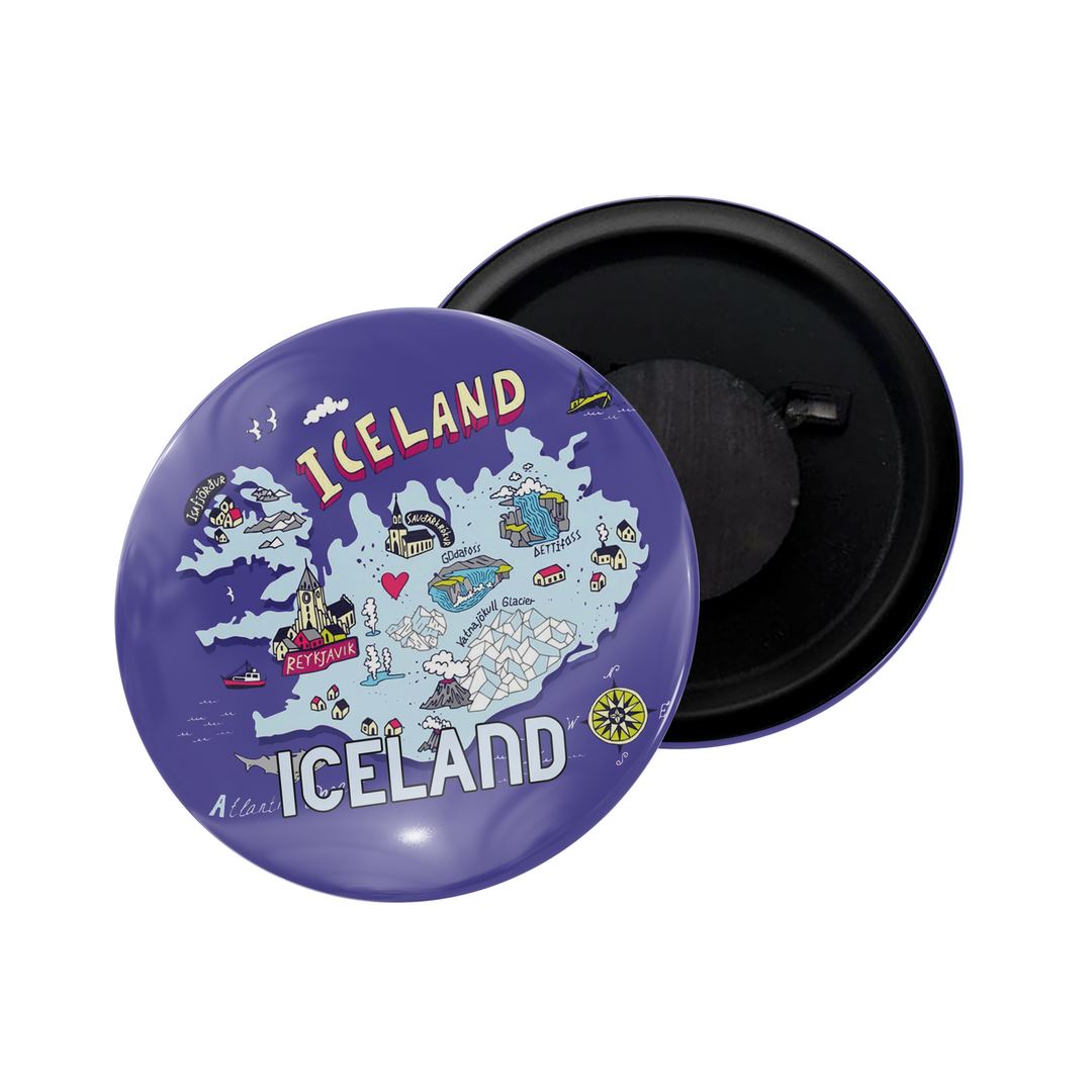 dhcrafts Fridge Magnet Multicolor Iceland D2 Glossy Finish Design Pack of 1 (58mm)